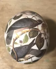 5.6" Marla-Louise Cape Town Decoupage Ostrich Egg - Birds & Botanicals