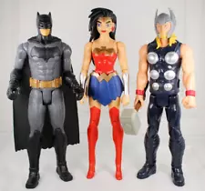 MATTEL DC MARVEL COMICS LOT OF 3 ACTION FIGURES THOR BATMAN WONDER WOMAN 12"