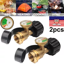 Propane Tank Gauge Brass Adapter w/Gas Pressure Level Meter Indicator for BBQ RV