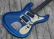 Hot Guitar Mosrite Venture Metallic Blue Electric Guitar Bigs Tremolo Bridge