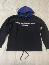 Supreme Comme Des Garcons CDG Hoodie Plaid Black Size S FW15