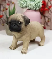 Ebros Realistic Adorable Fawn Pug Puppy Dog Figurine 5"L Pet Pal Pugsy