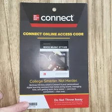 Connect Online Access Code For College Course- Rock Music Styles- Brand New