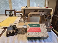 Singer 403a sewing machine cleaned and serviced good cond SN NB622835 W/access