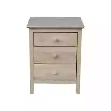 Unfinished Solid Wood 3-Drawer Nightstand