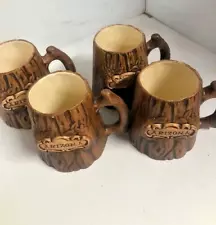 4--Vintage Treasure Craft Mug Arizona Tree Stump Souvenir USA Redwood 12 Oz.