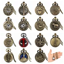 Steampunk Small Mini Quartz Analog Pocket Watch with 80cm Chain for Women Men