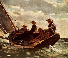 Winslow Homer Famous Art Print Vintage Breezing Up Home Decor 8.75 X 11.75 Sea