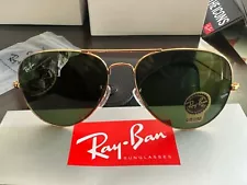 Ray-Ban RB3026 aviator sunglasses blackish Green Lens/Gold Frame