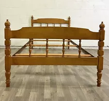 Vintage Twin Size Maple Wood Low Poster Bed with Acorn Finials - 1 of 2