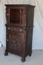 Antique Carved Mahogany Liquor Cabinet