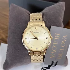 BULOVA Gold-Tone CLASSIC DIAMOND Stainless Steel Men's Watch - 97P123 MSRP: $425