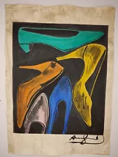 Andy Warhol Painting Drawing Vintage Sketch Paper Signed Stamped