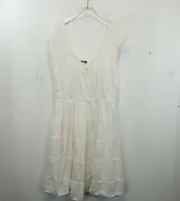 Nolita Dress 2X Cotton Cottagecore Tank Tier Short Mini Casual Scoop Boho White