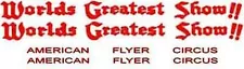 American Flyer CIRCUS PASSENGER CAR SELF ADHESIVE STICKER SET for S Trains Parts