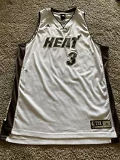 Adidas Miami Heat White And Brown Dwayne Wade Jersey 2XL USED