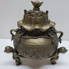 Feng Shui Metal Money Pot with Lid Wealth Bowl for Prosperity & Good Fortune