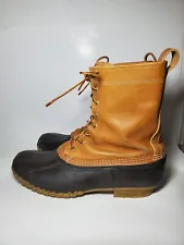 LL Bean 12" Brown Leather 8 Eye Duck Boot Bean Boots Waterproof Made In Maine