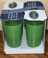 VTG Bali Drinking Glasses Set Of 4 Decorative Tumblers Green Striped New