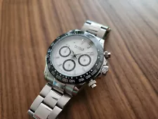 Parnis Daytona 39mm Watch VK63 Chronograph White Panda Sapphire Ceramic Bezel