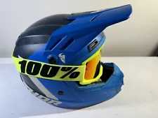 Thor MX Youth Sz Small Blue Sector Motocross Dirt Bike Helmet DOT+ECE w Glasses