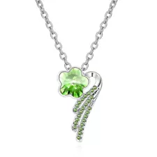 New Sale Women's Engagement Jewelry Silver green Crystal Pendant Necklace gift