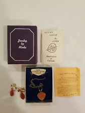 Vintage Estate Sale = Real Quaking Aspen Leaf Dangle Earrings & NECKLACE W/ Box