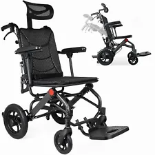 Reclining Wheelchair for Adults,Wheelchairs with High Back & Removable Headrest