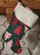 Quilted Christmas Stocking w/ Aida Cross Stitch Cuff by Charles Craft Trees