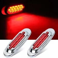 2pcs 12V Red Side Marker 16-LED Turn Fender Lights for Kenworth Peterbilt Chrome