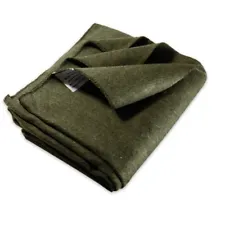 Military Surplus Large Olive Drab Green Wool Blanket Free Shipping