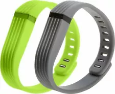 SEALED NEW WoCase Flexband Fitbit Flex Tracker Unisex Gray/Green Wrist BAND 2-pk