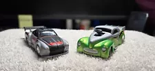 HOT WHEELS LOOSE VW KARMANN GHIA AND 1941 WILLYS DRAGSTERS BOTH WITH REAL RIDERS