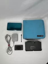 Nintendo 3DS Aqua Blue Console w/ Charger, Case, Dock All Tested