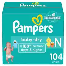 Pampers Baby Dry Diapers Size Newborn, 104 Count (Select for More Options)