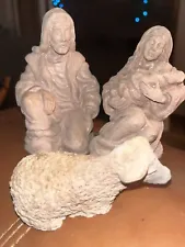3 piece Hand Carved Nativity Scene Set 3 Figures Christmas Wooden