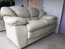 Leather Loveseat Sofa Ivory