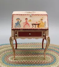 Vintage OOAK Hand Painted Secretary Desk Artisan Dollhouse Miniature 1:12