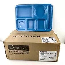 14 Carlisle Cafeteria Lunch Trays 43981 w/6 Compartments Light Blue 10" x 14"