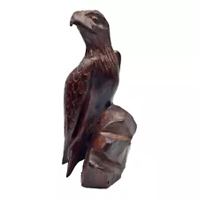 Vintage Hand Carved Wood Wooden Eagle Hawk Bird Folk Art Figurine Statue 8” T