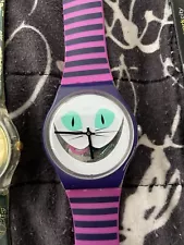 SWATCH Watch Cat Me Up "Cheshire Cat" Alice In Wonderland Rare Skeleton Unisex