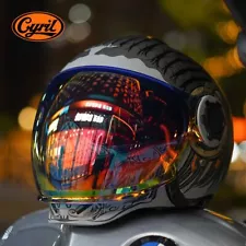 CYRIL Retro Motorcycle Helmet Four Seasons Universal Black Knight