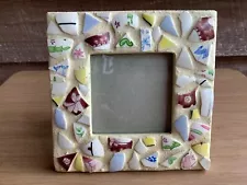 Twos Company Mosaic Tile Photo Picture Frame Floral Leaves Glass Square 3 x 3