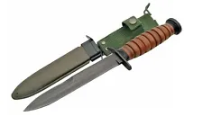 WWII M3 Knife 12" Stainless Steel Blade Leather Stacked Handle