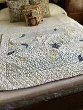 Pottery Barn Kids Stars and Moon Hand and Machine Stitched Quilt for Crib