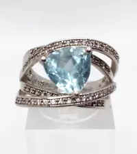 Sterling Silver Stamp 925 Blue Topaz Ring Sz 7