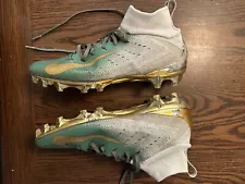 NIKE Vapor White Green Football Cleats 10.5 / Gold Good