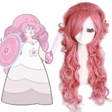 Anime rose quartz cosplay wig pink wavy styling wig