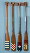 Complete Set of 4 Royal Barge Oars with Rack Decorative Wood Rowing Paddle Decor