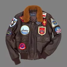 TOP GUN TOM CRUISE PETE MAVERICK BOMBER FUR LEATHER FLYING FLIGHT JACKET FOR MEN